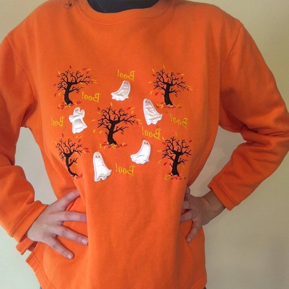 Basic Editions Sweaters - embroidered Halloween crewneck